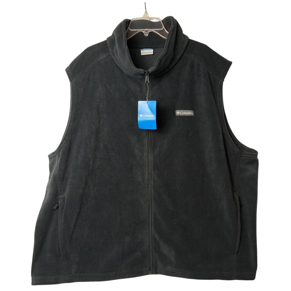 NWT Columbia Fleece Vest Mens 4X Black Full Zip Gorpcore Hiking Outdoor